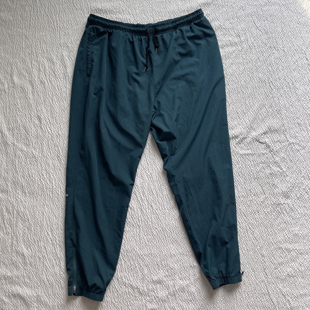 Dip Womens XXL Teal Athletic Joggers Reflective Zipper Ankle Pants Drawstring